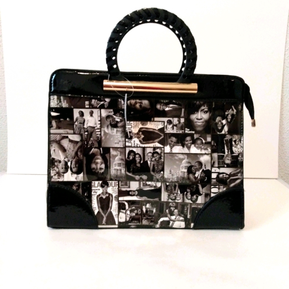 Michelle Obama Black White Magazine Handbag